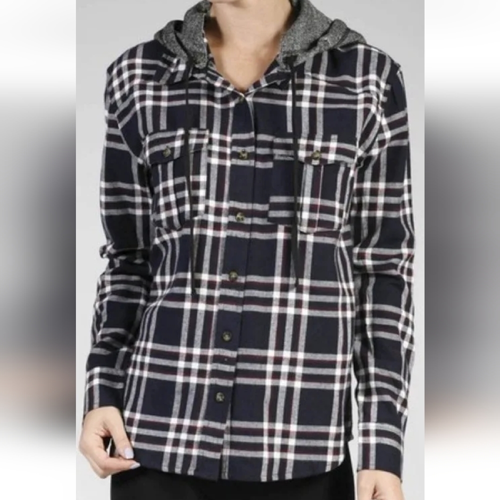 Active USA Hoodie Women's Size 2XL Jacket Shirt NWT Plaid